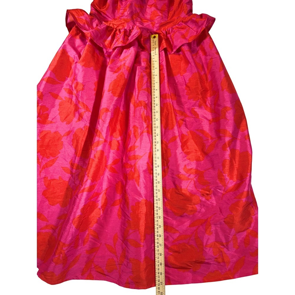 Kate Spade New York Floral Maxi Dress Pink Red Sleeveless V Neck Ruffle Peplum - Picture 5 of 5